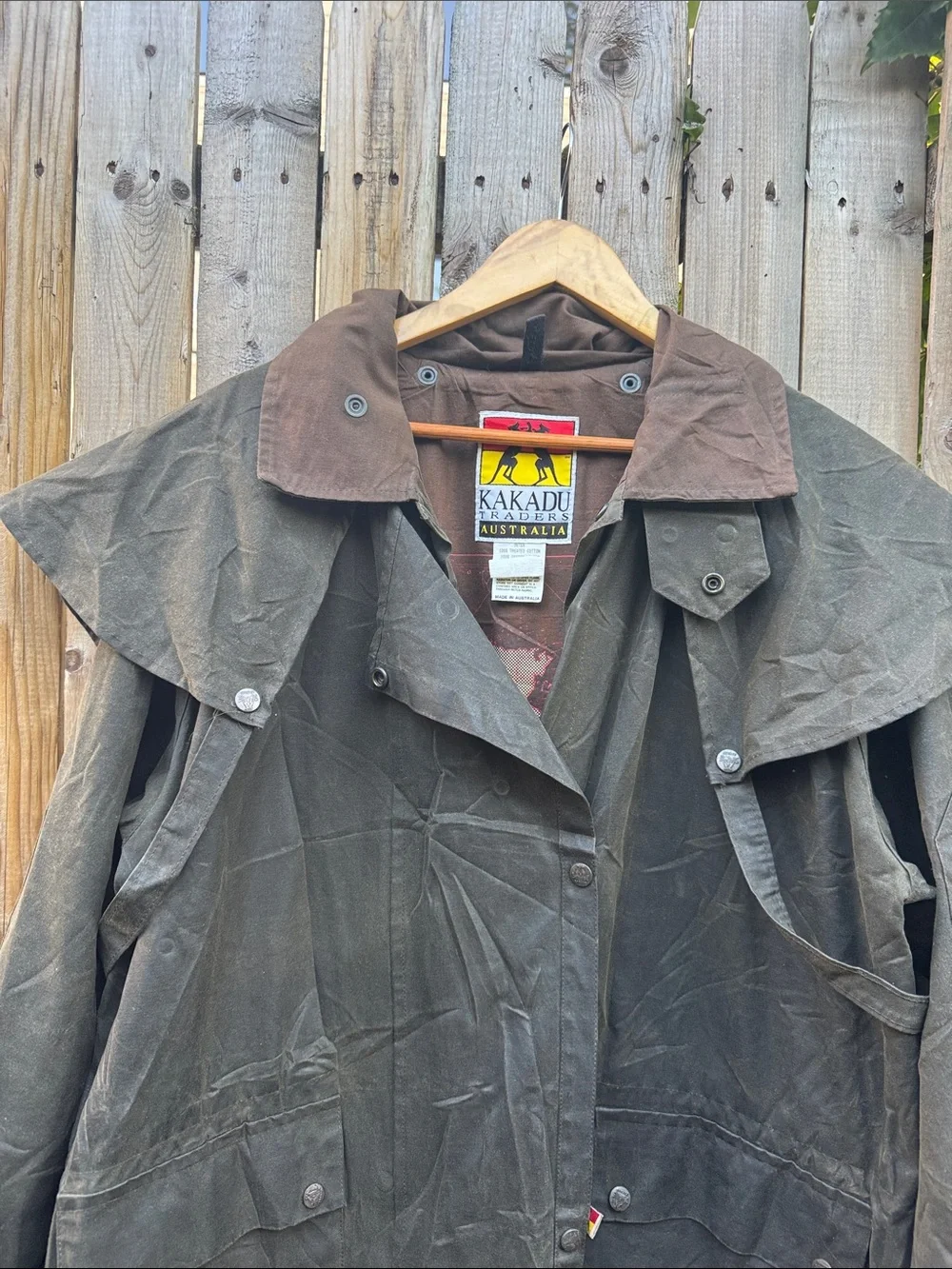 Kakadu Australia Men's Olive Waxed Cotton Trench Coat